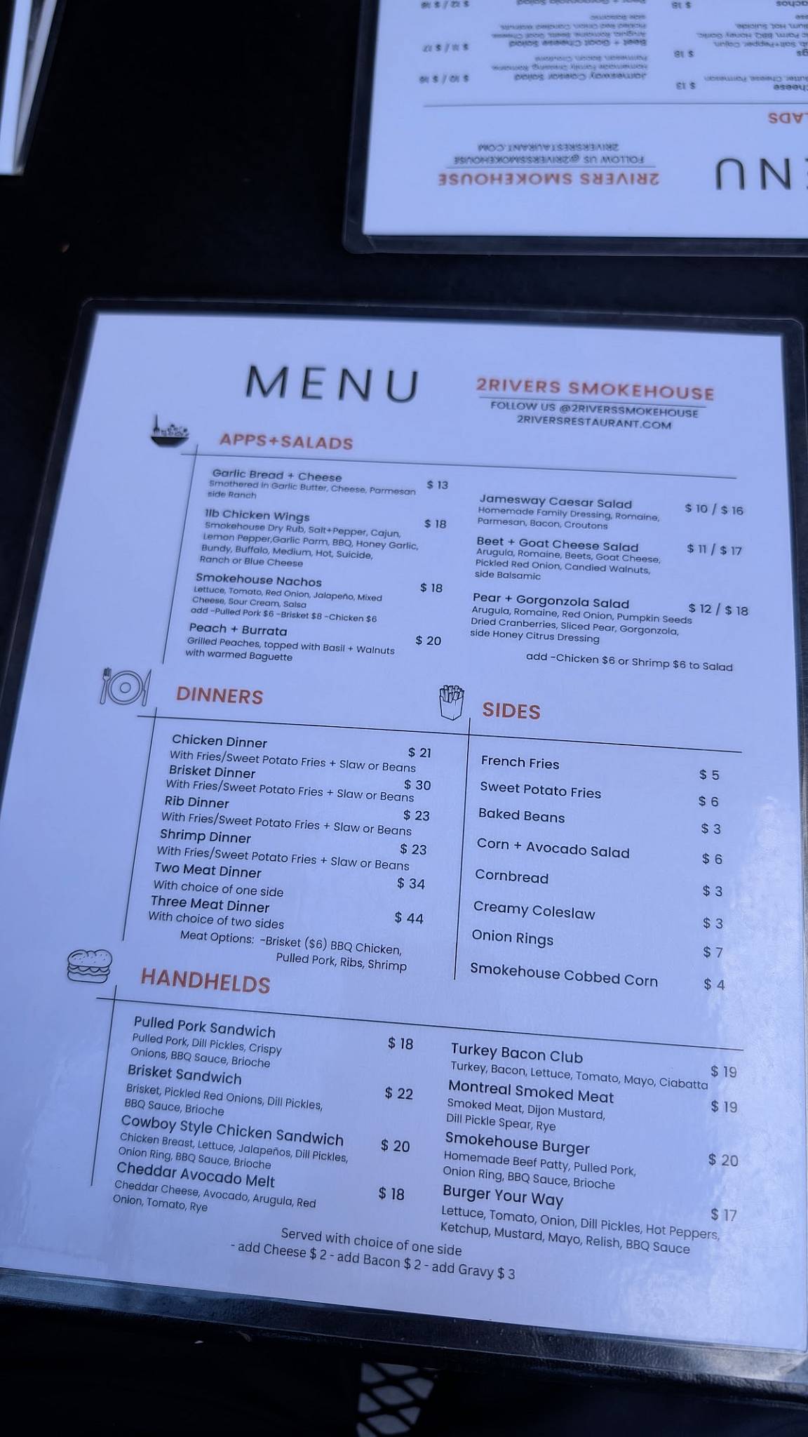 2 Rivers Smokehouse меню