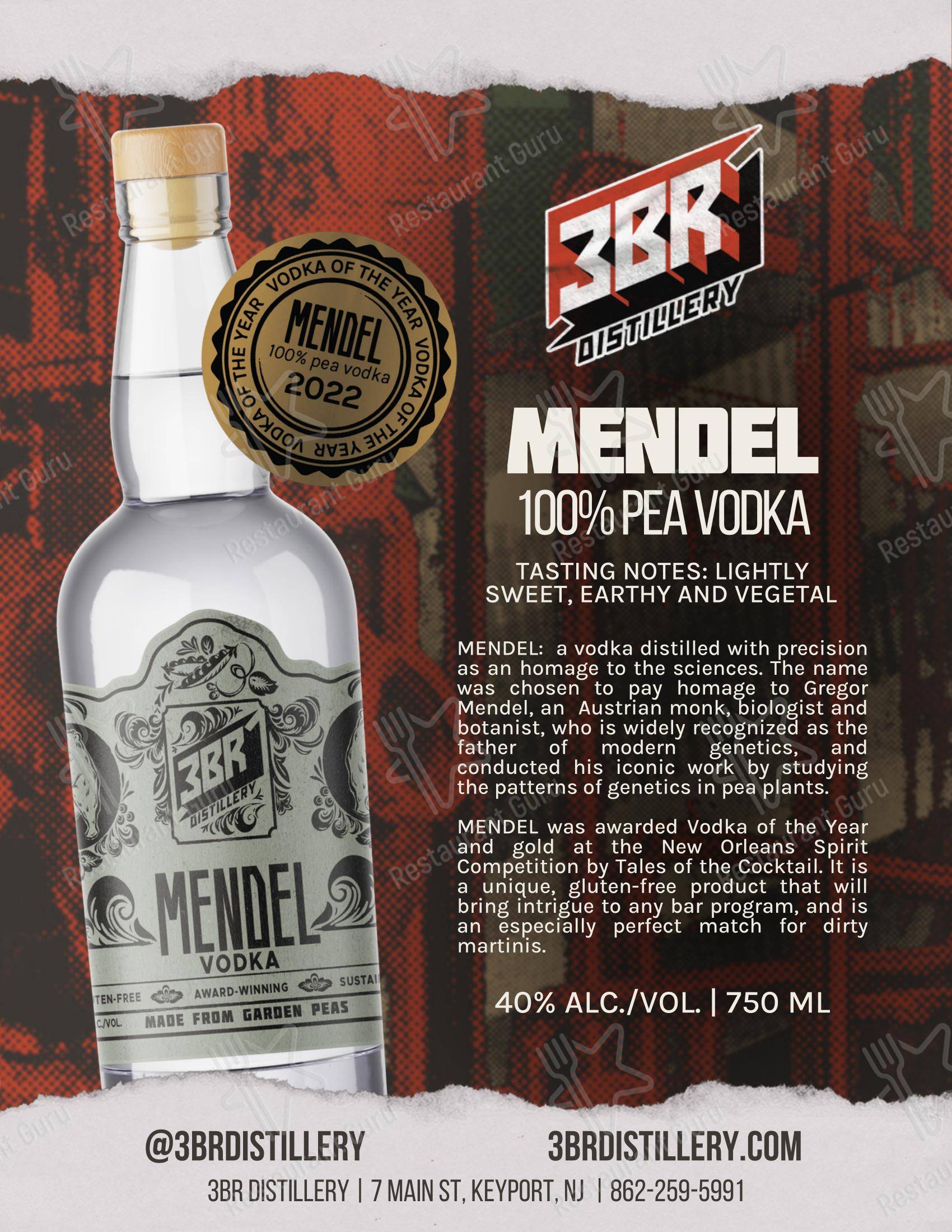 Меню напитков паба и бара 3BR Distillery