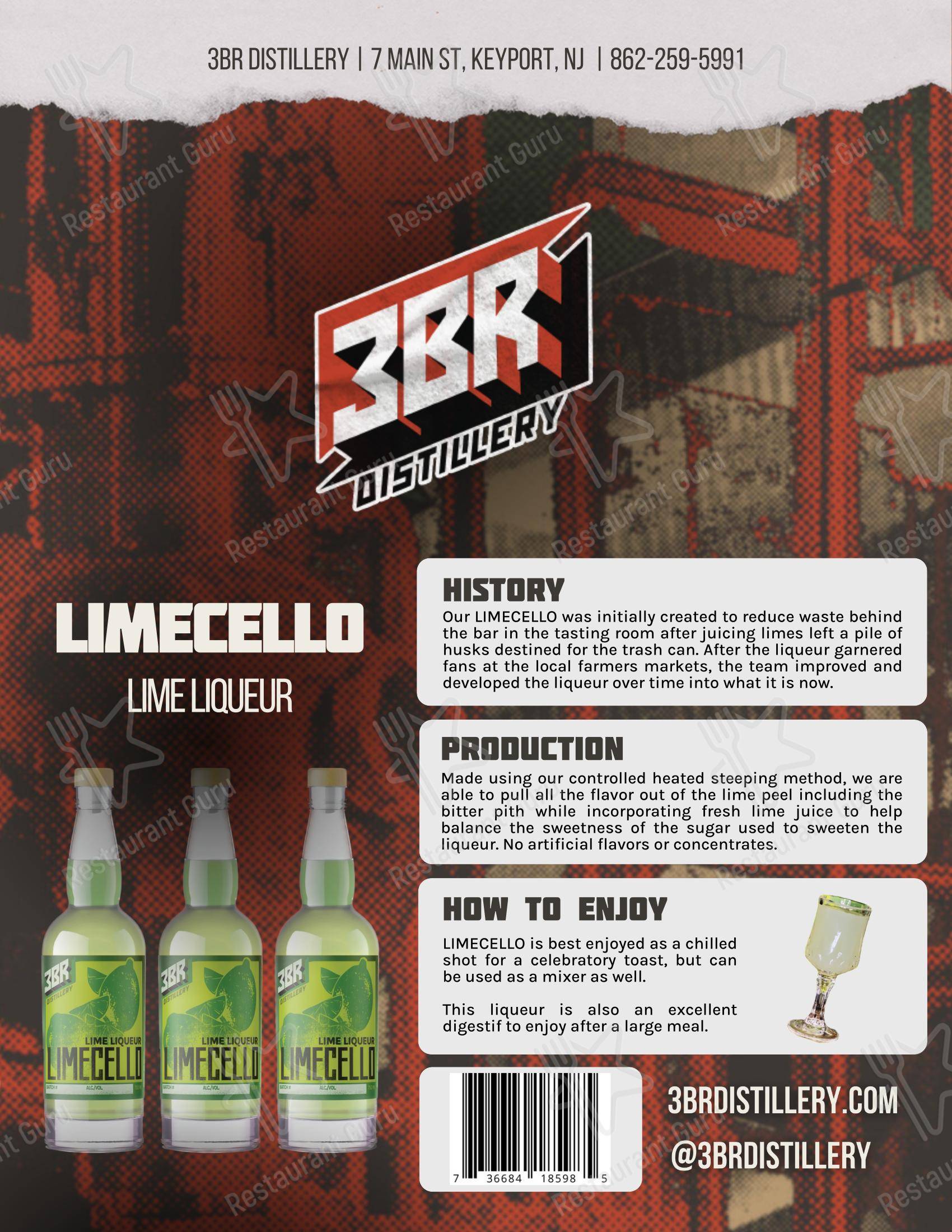 Меню паба и бара 3BR Distillery - Меню напитков