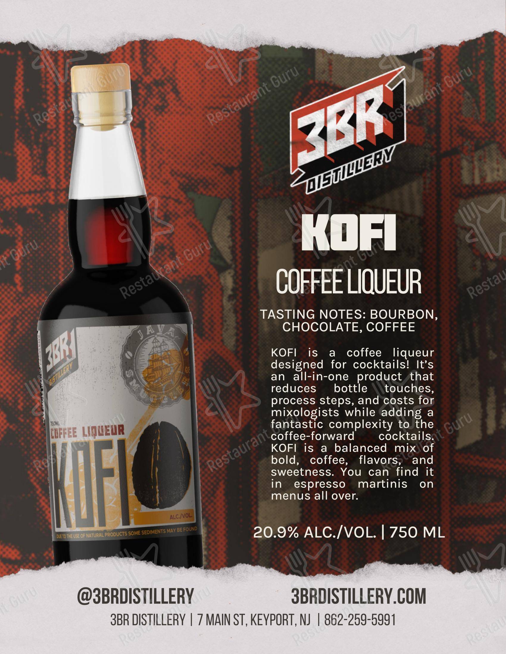 3BR Distillery в Кейпорте - Меню напитков