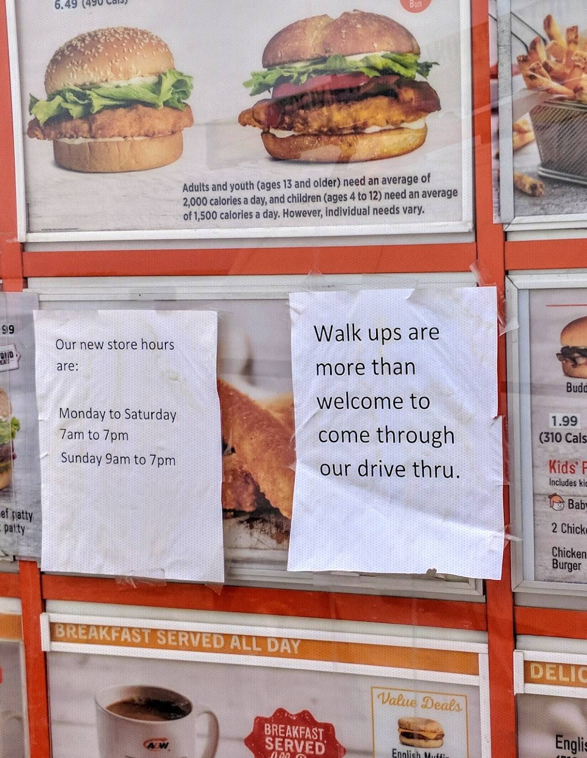 A&W Canada меню