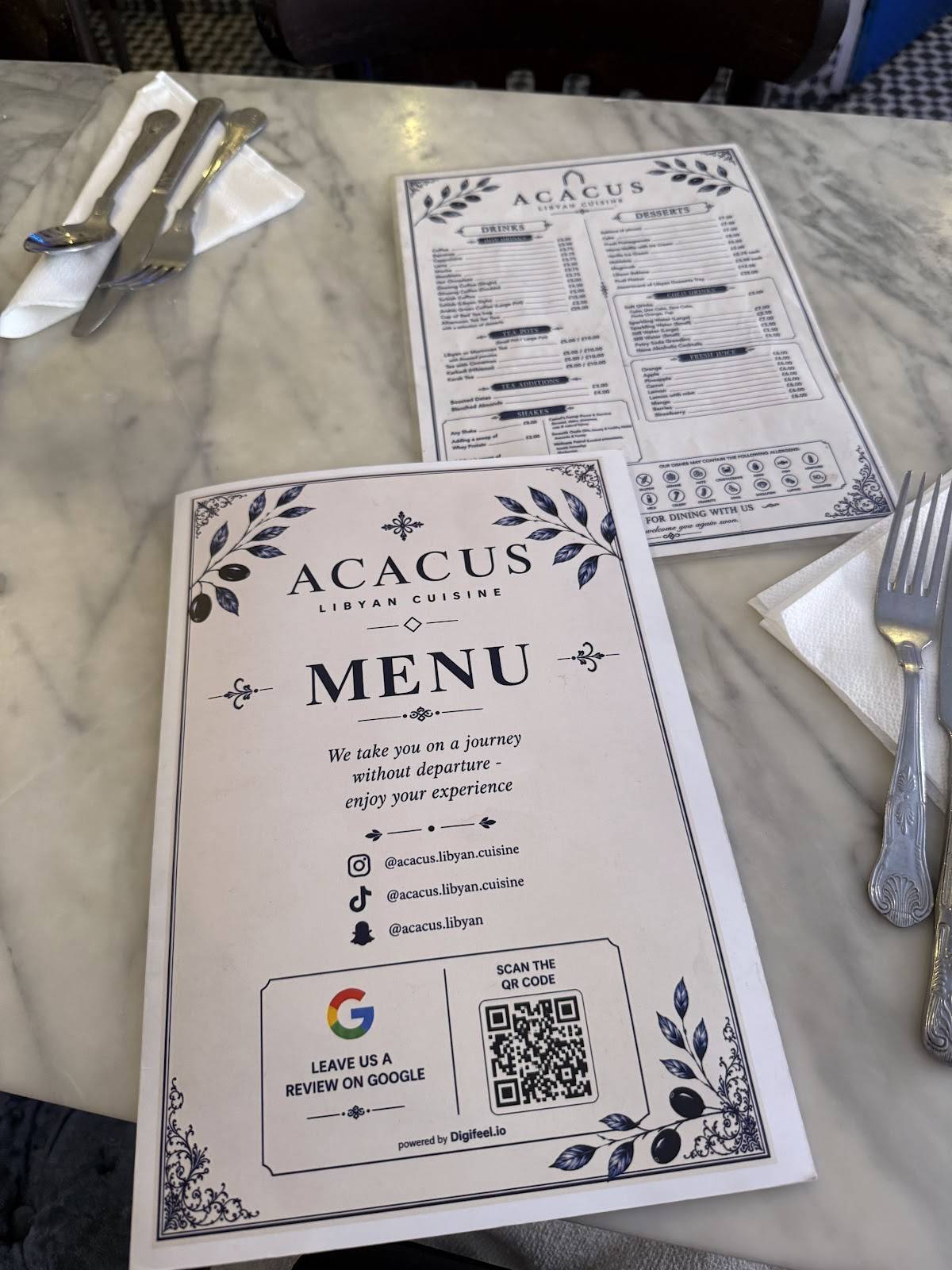 Acacus Libyan Restaurant меню