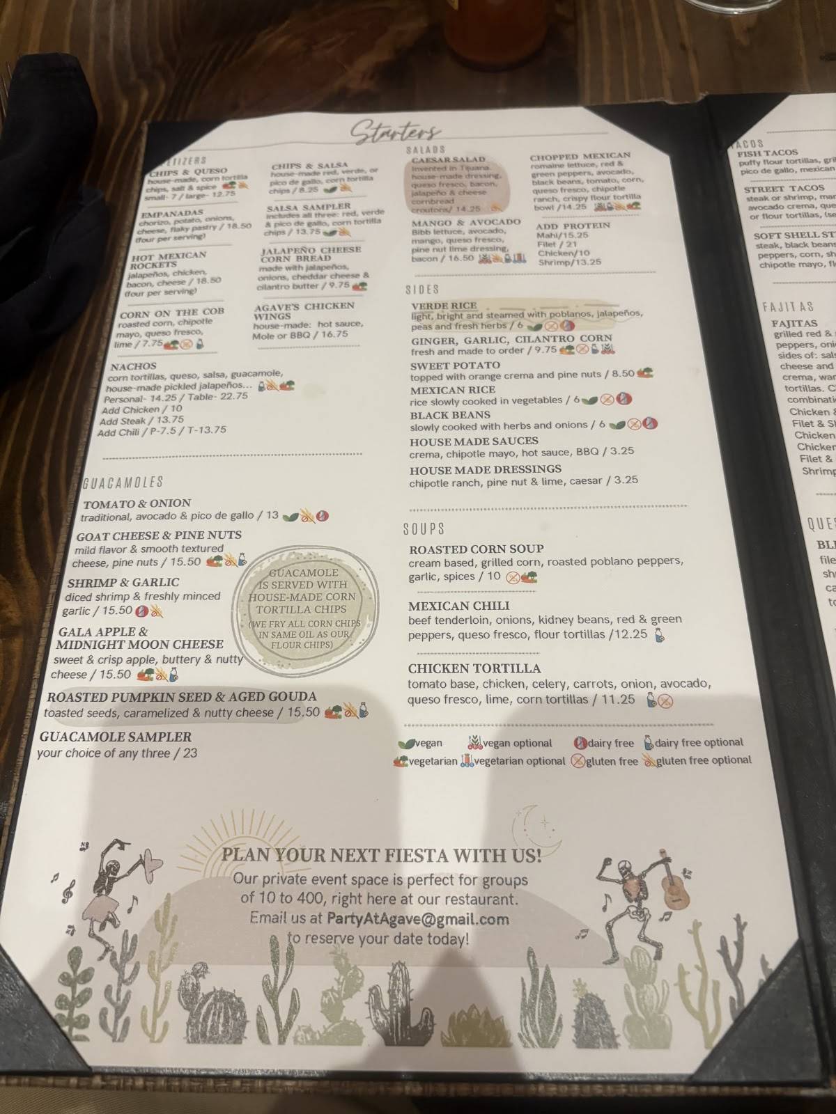 Agave Mexican Restaurant меню