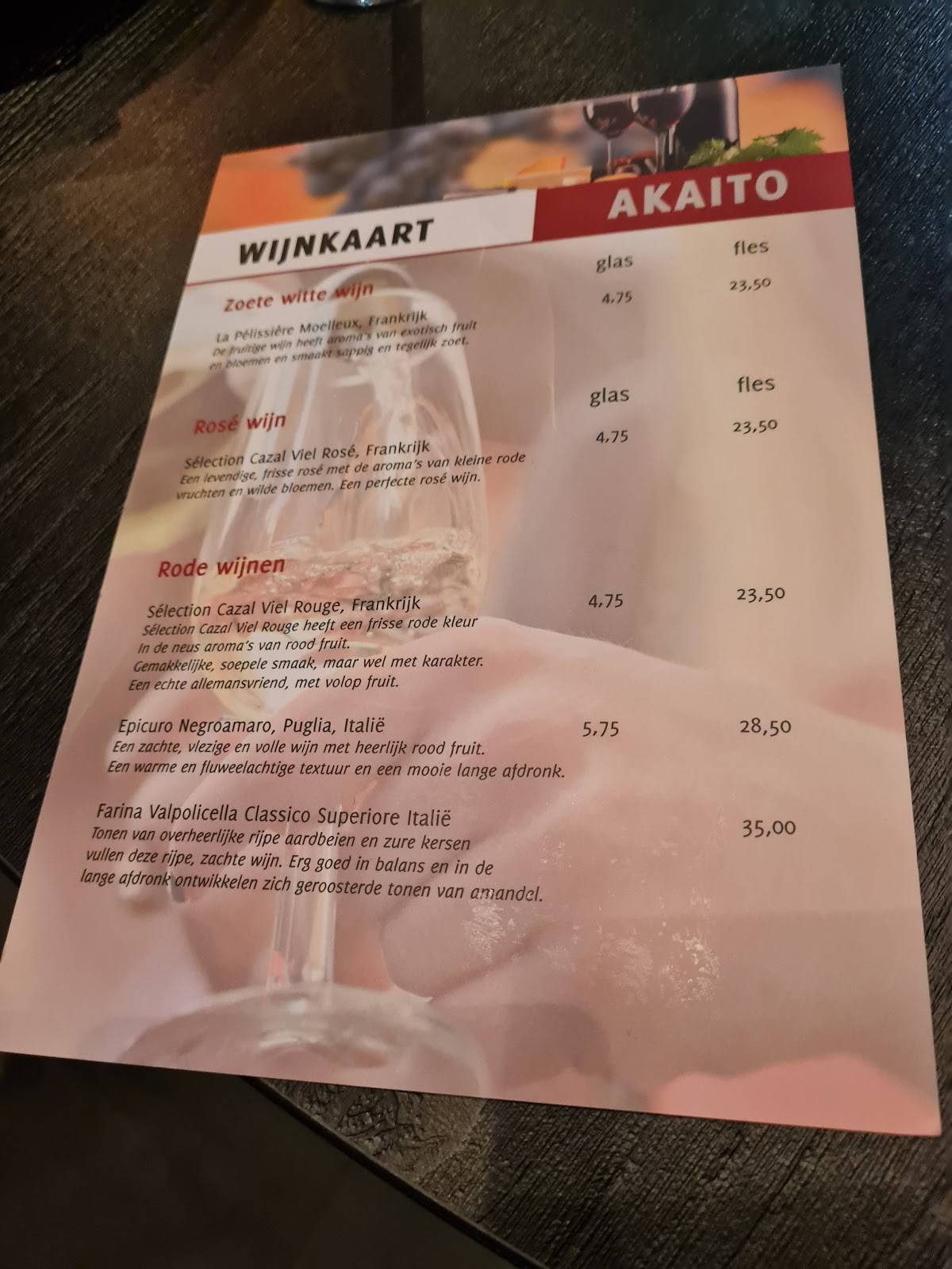 Akaito меню