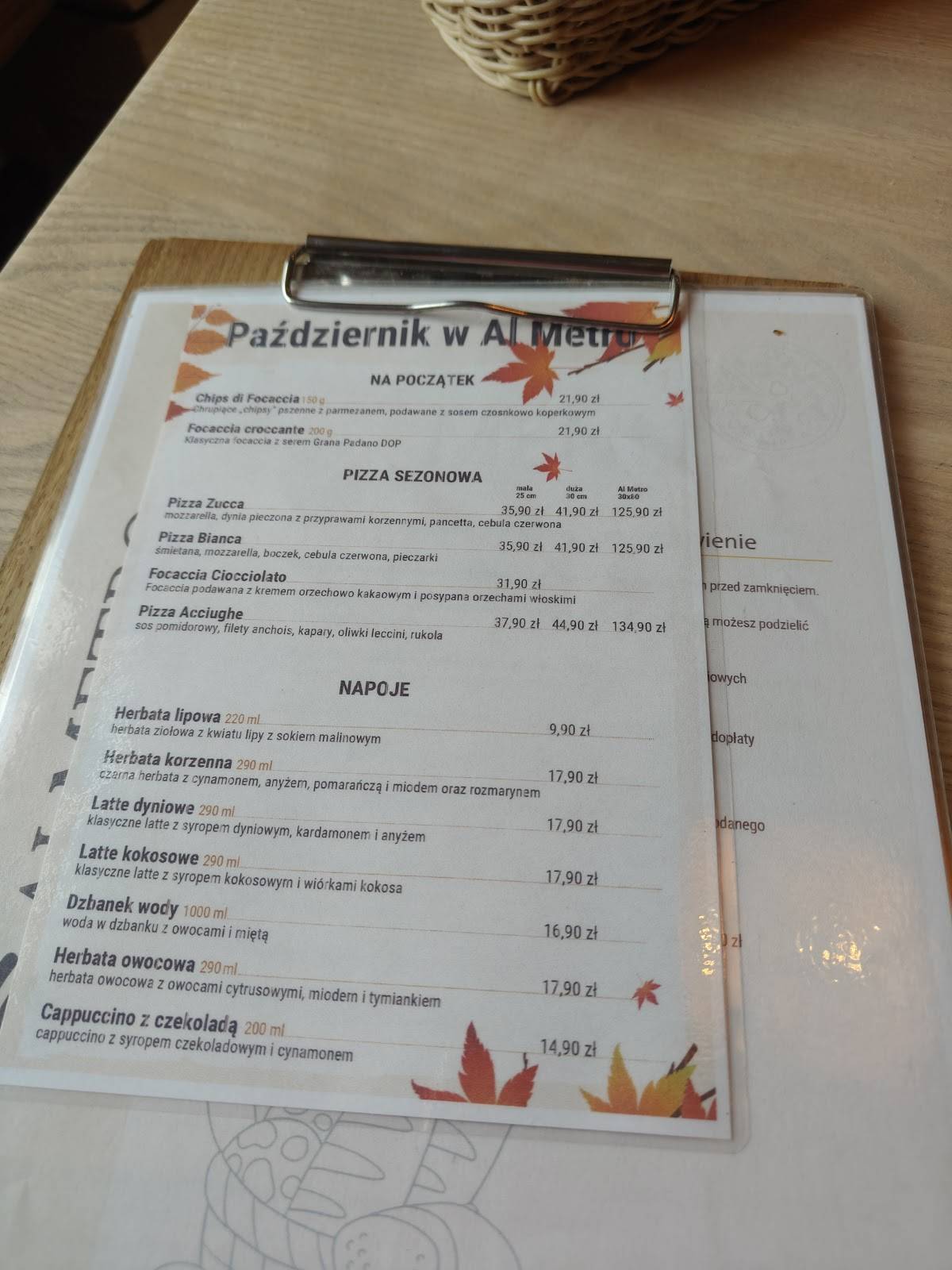 Al Metro Pizza Śródmieście меню