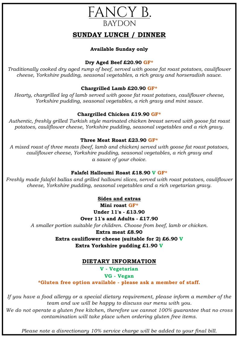 Fancy B. Turkish Restaurant & Pub меню