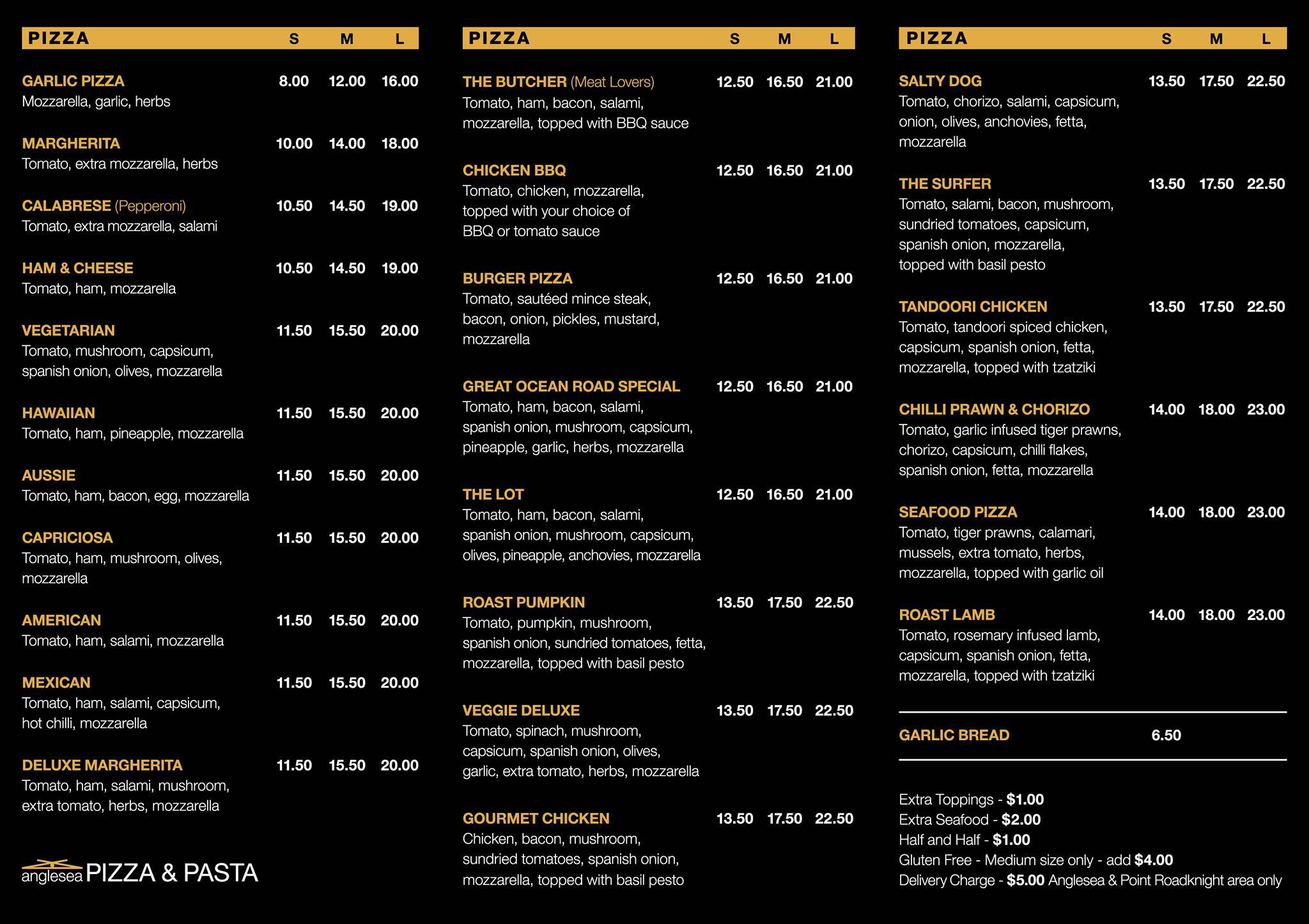 Anglesea Pizza & Pasta меню