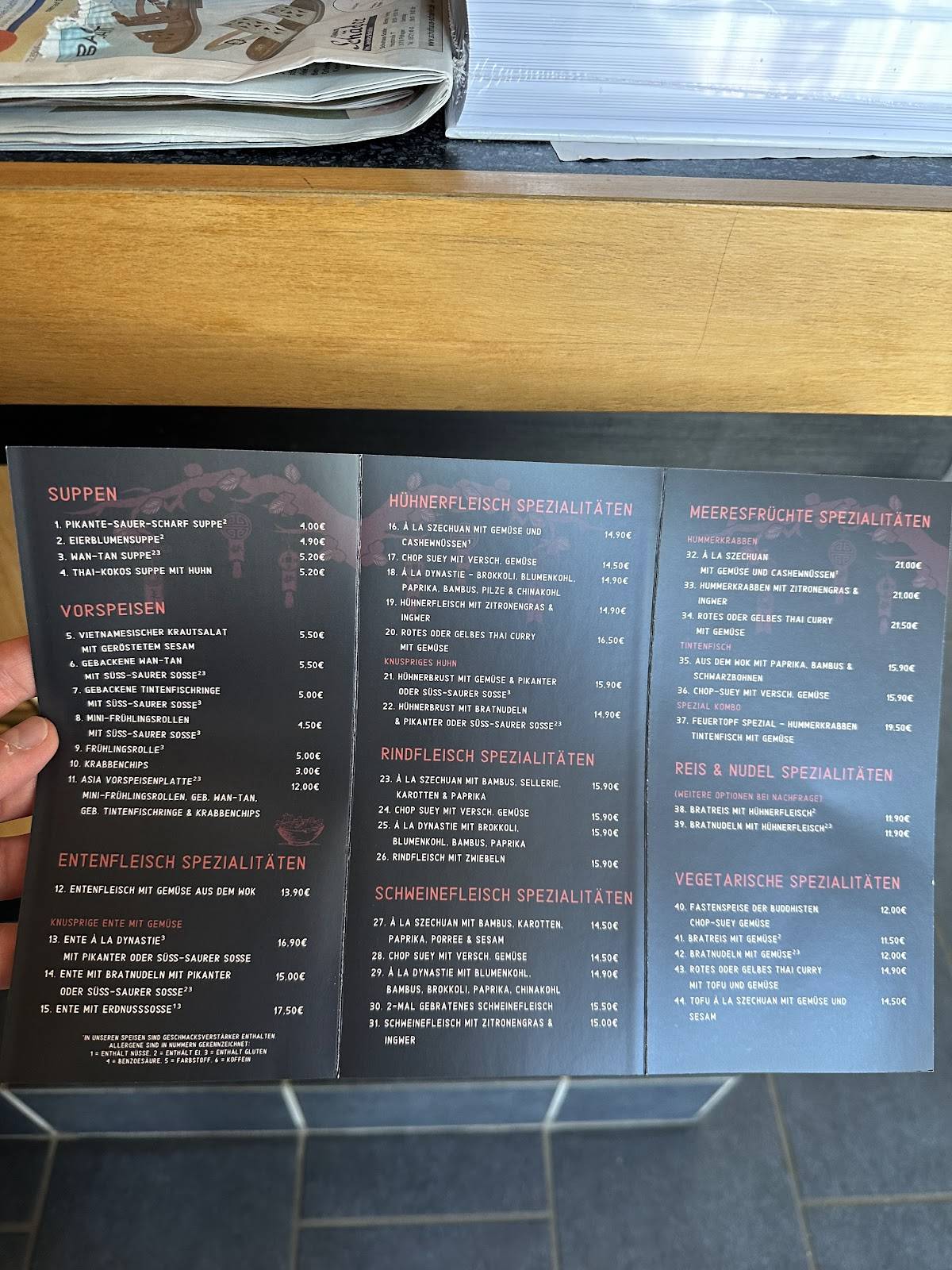 Asia Dynastie Restaurant меню