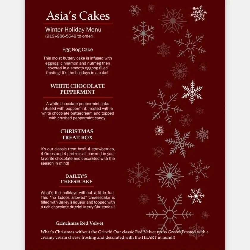 Asia's Cakes меню