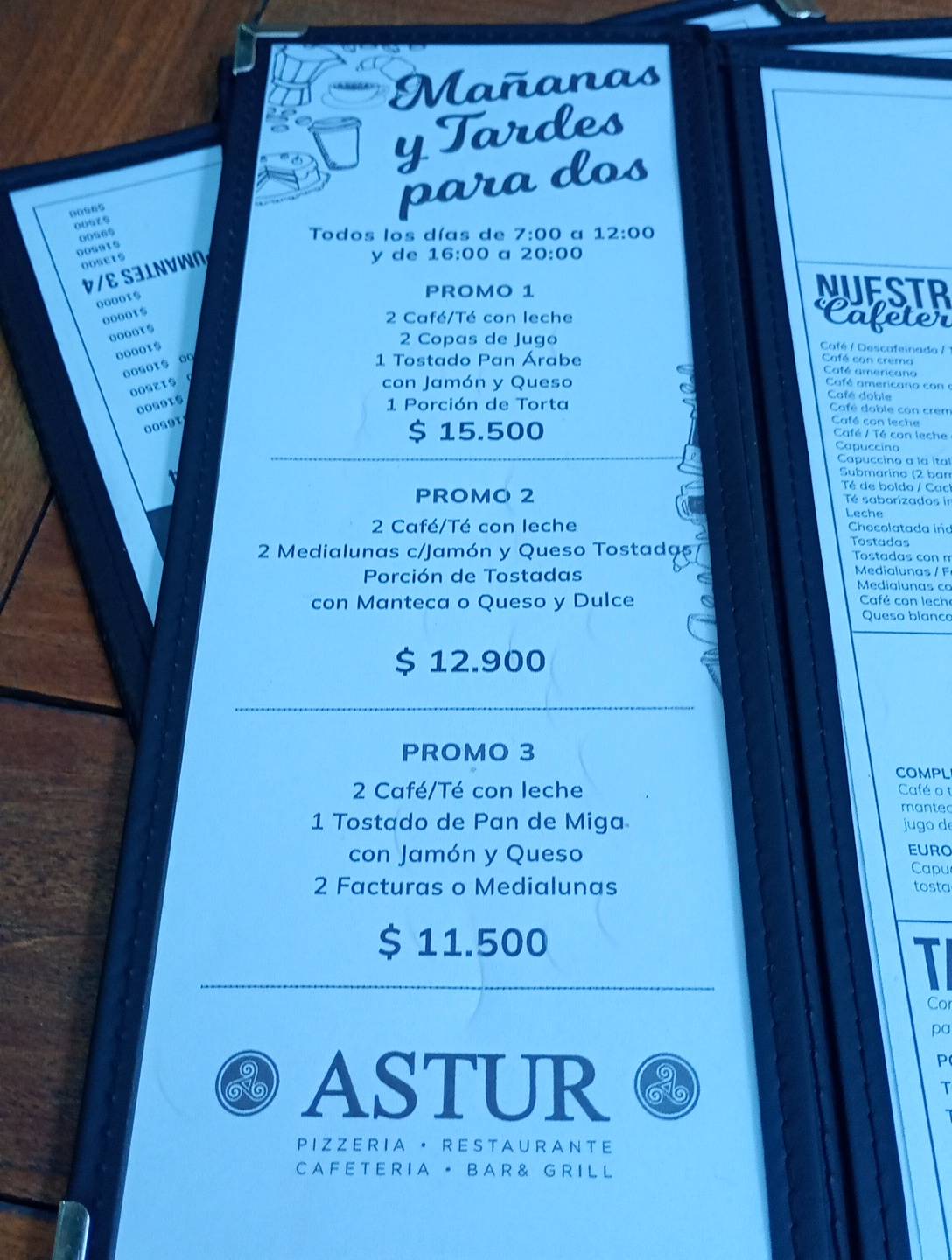 Astur меню