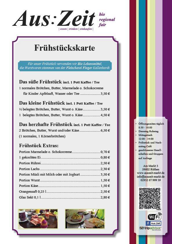 Aus:Zeit меню
