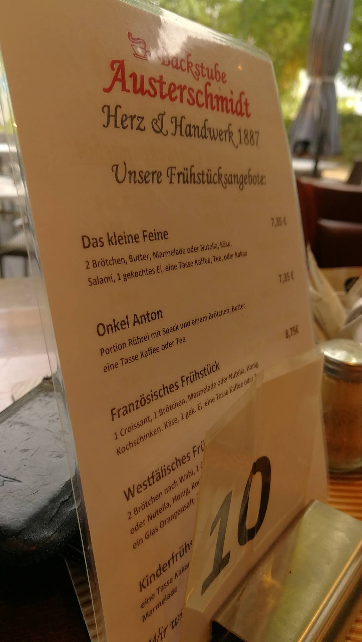 Austerschmidt меню