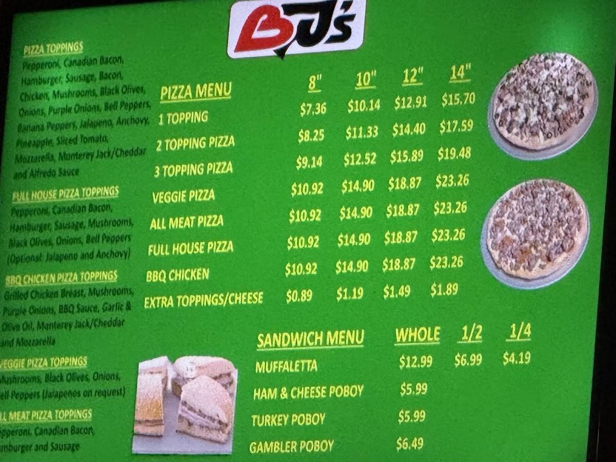 B J's Pizza House меню