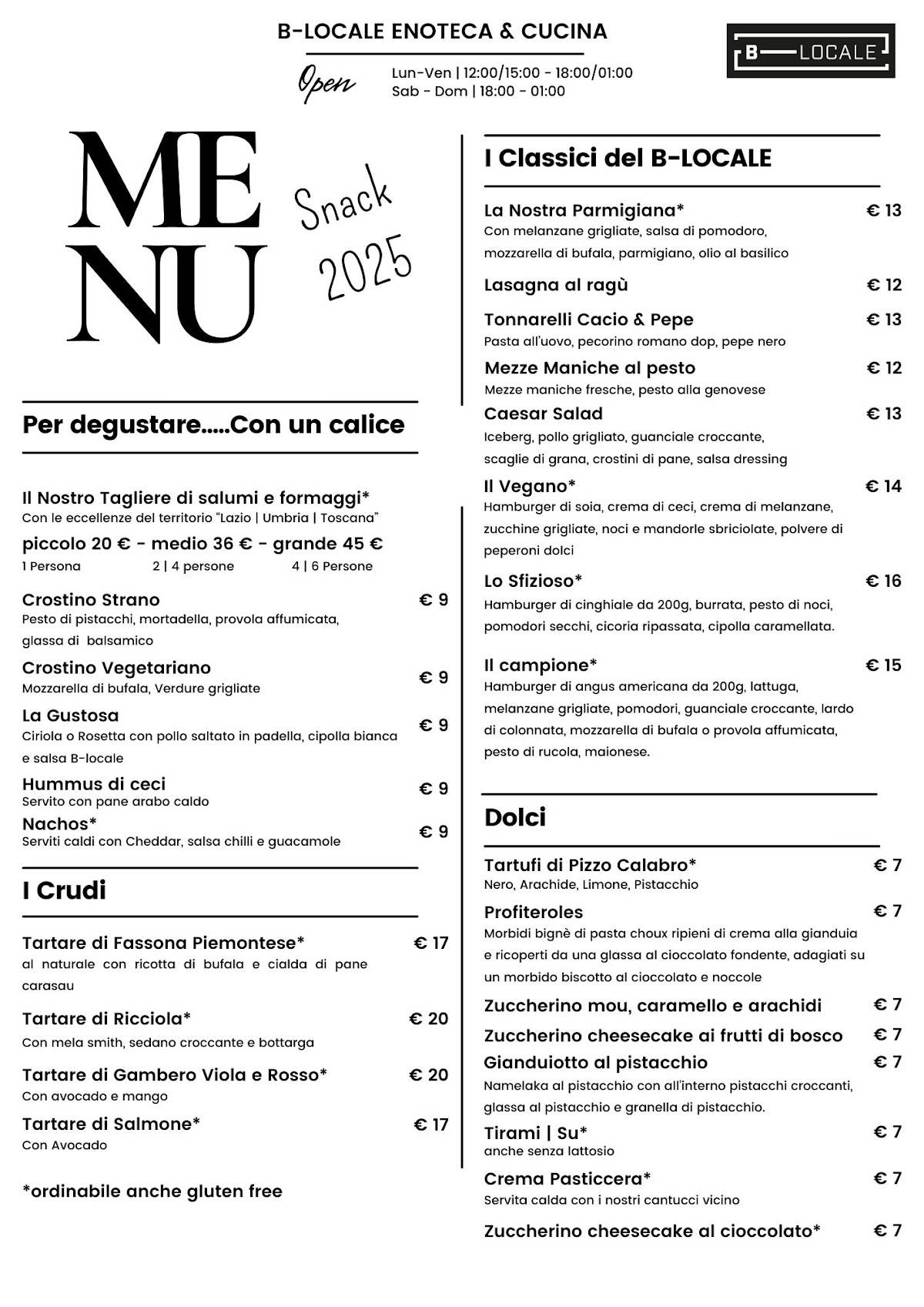 B-Locale Wine Bar - Wine, Cocktail and Food меню