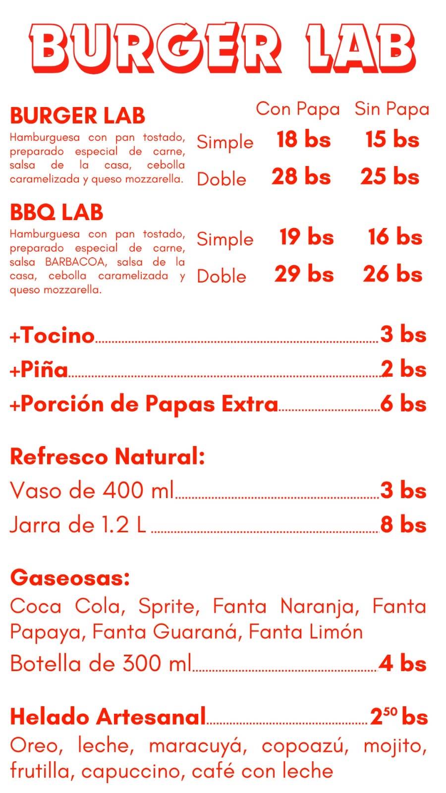 BURGER LAB меню