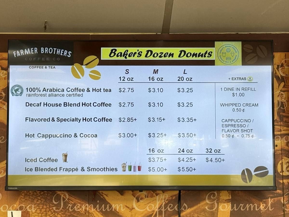 Baker's Dozen Donuts Deli & Delights меню