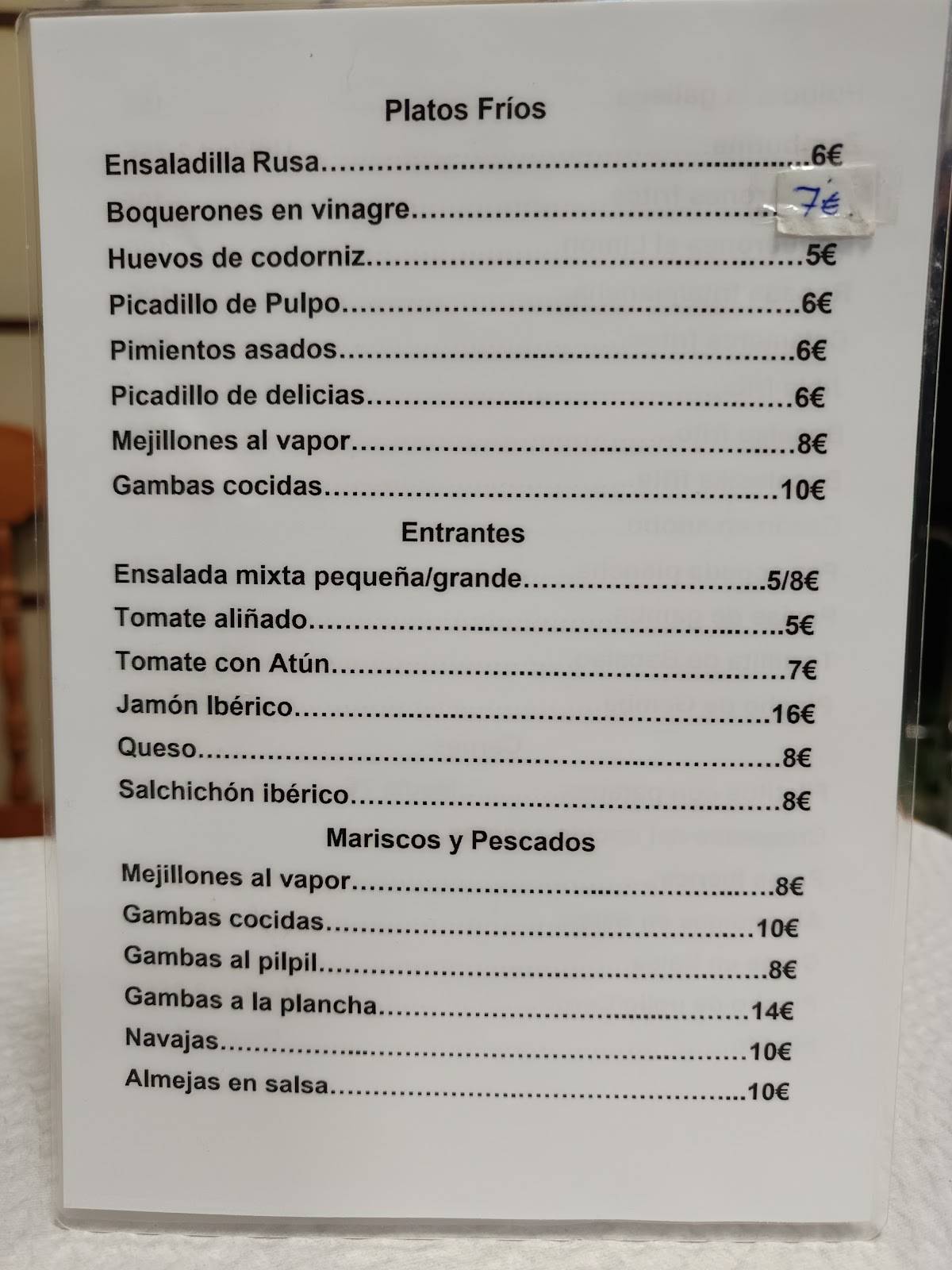 Bar Andaluz меню
