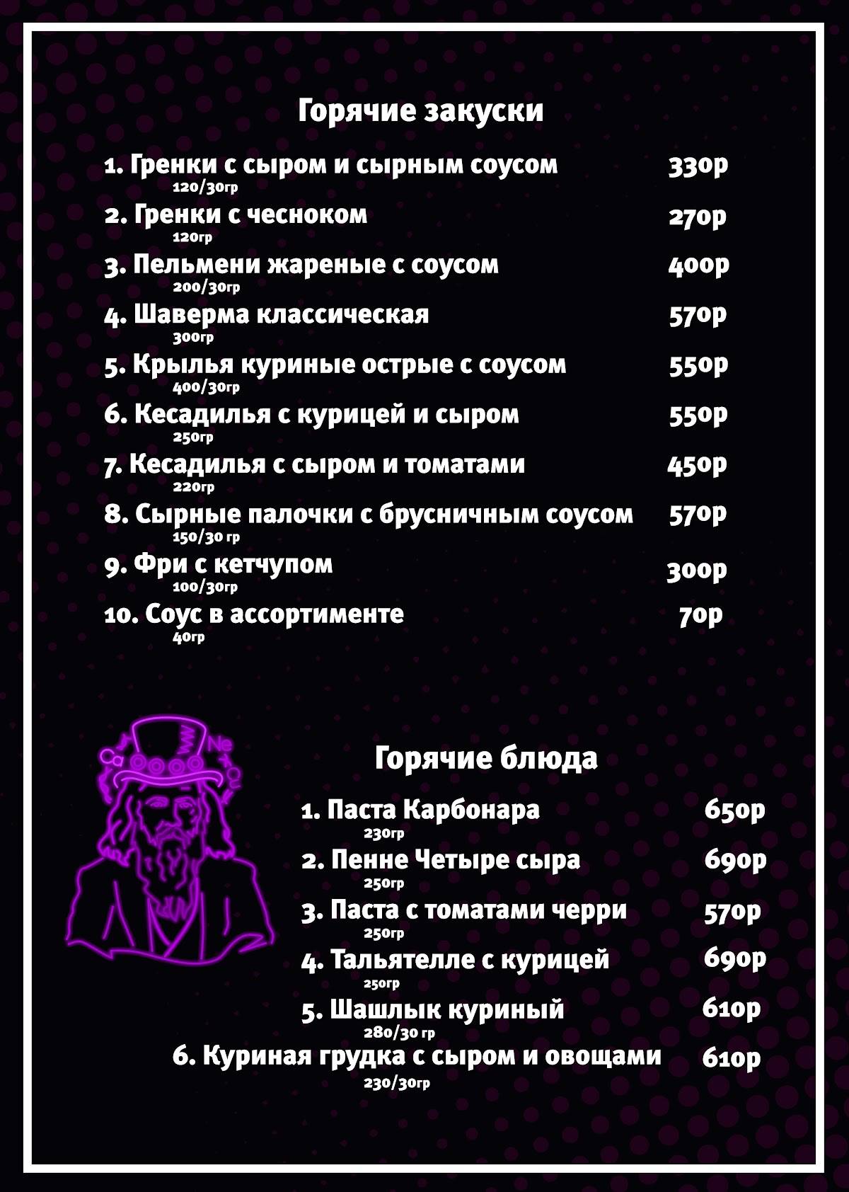 Mendeleev меню