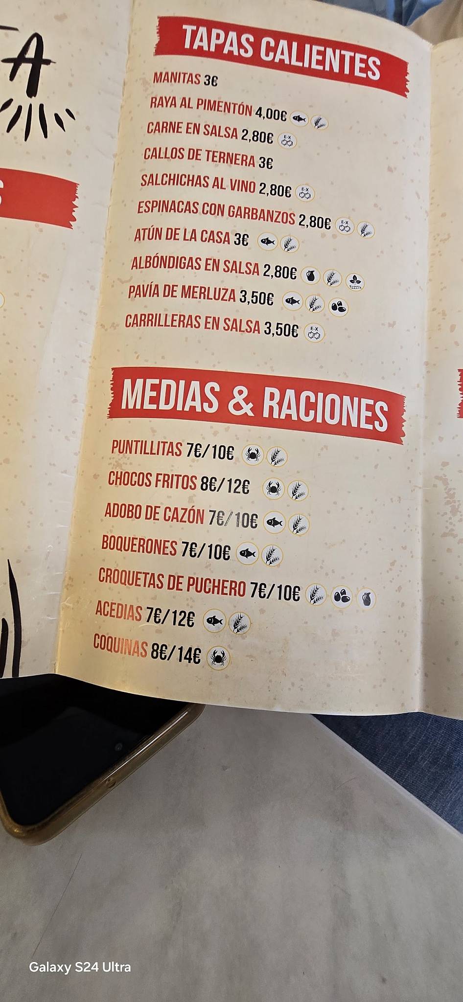 Bar Palomeque меню