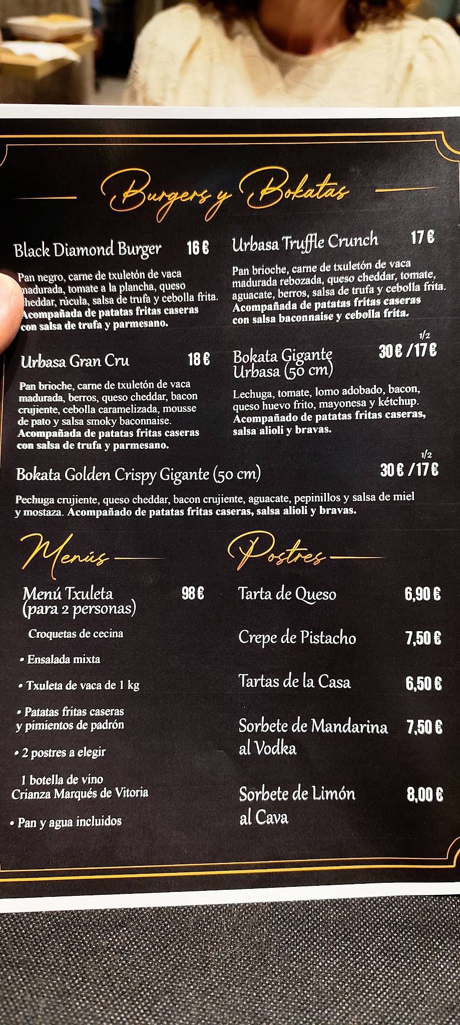 Bar Urbasa меню