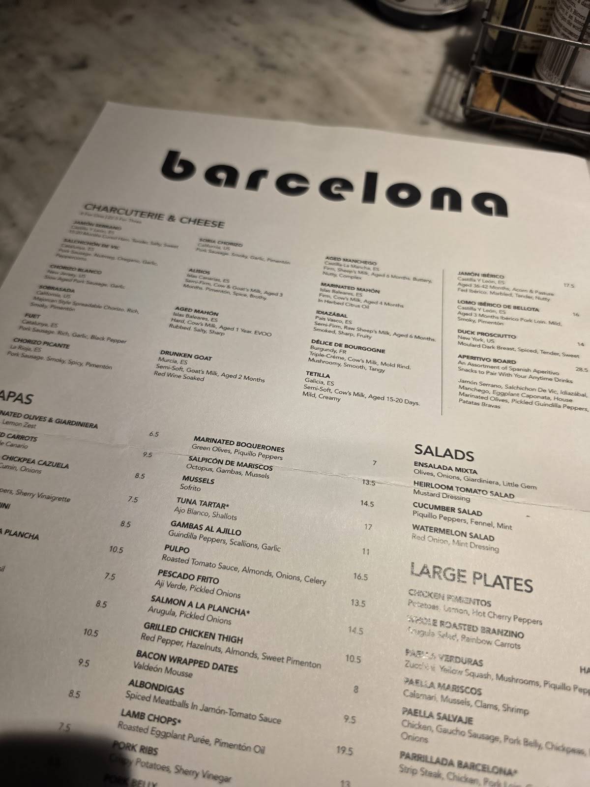 Barcelona Wine Bar меню