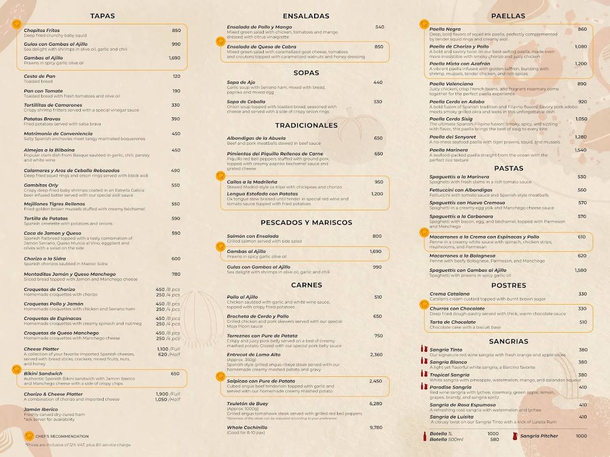 Barcino - Vista Mall Sta. Rosa меню
