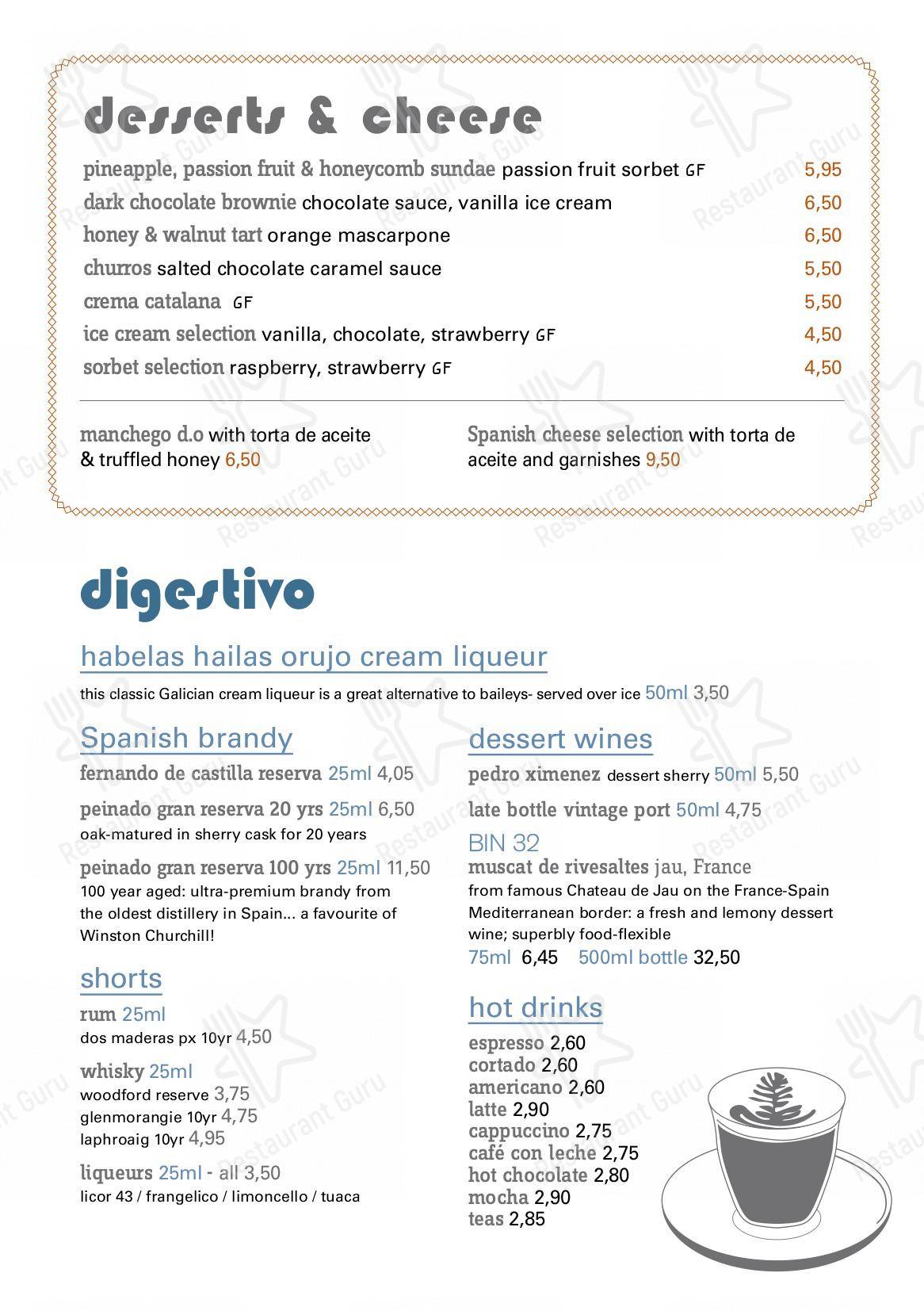 Меню ресторана baresca - Nottingham - Menu Food