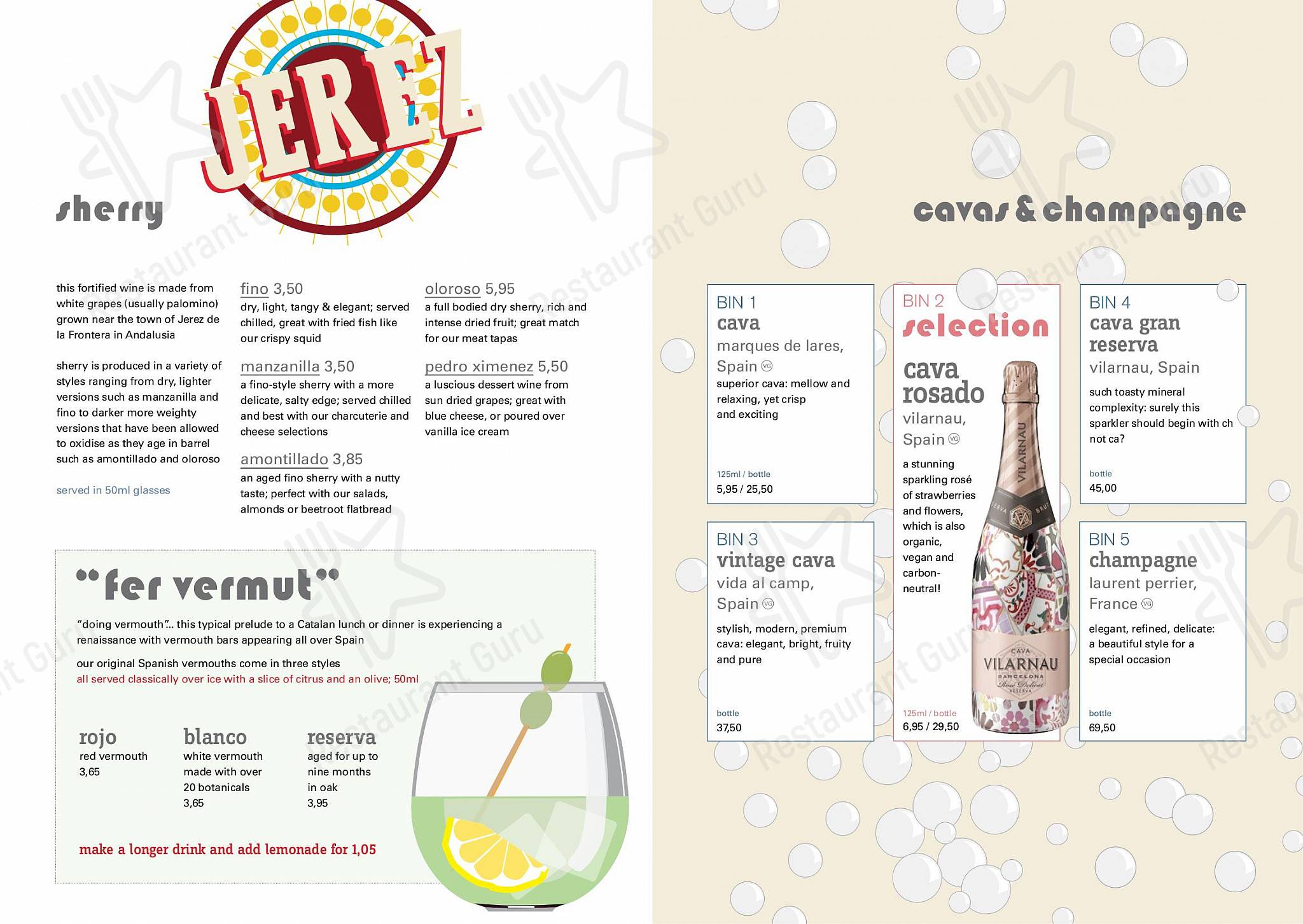Меню ресторана baresca - Nottingham - Menu Food