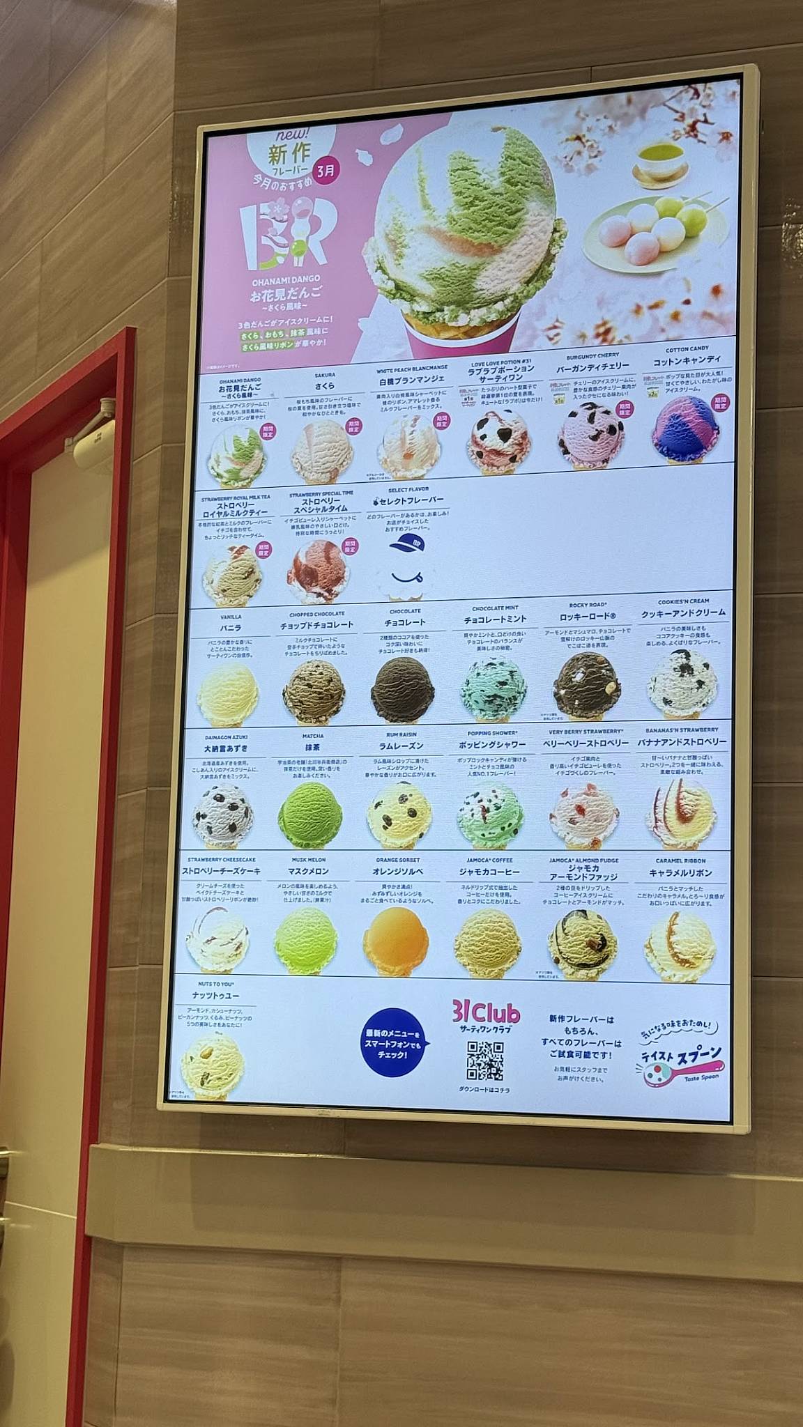 Baskin Robbins меню