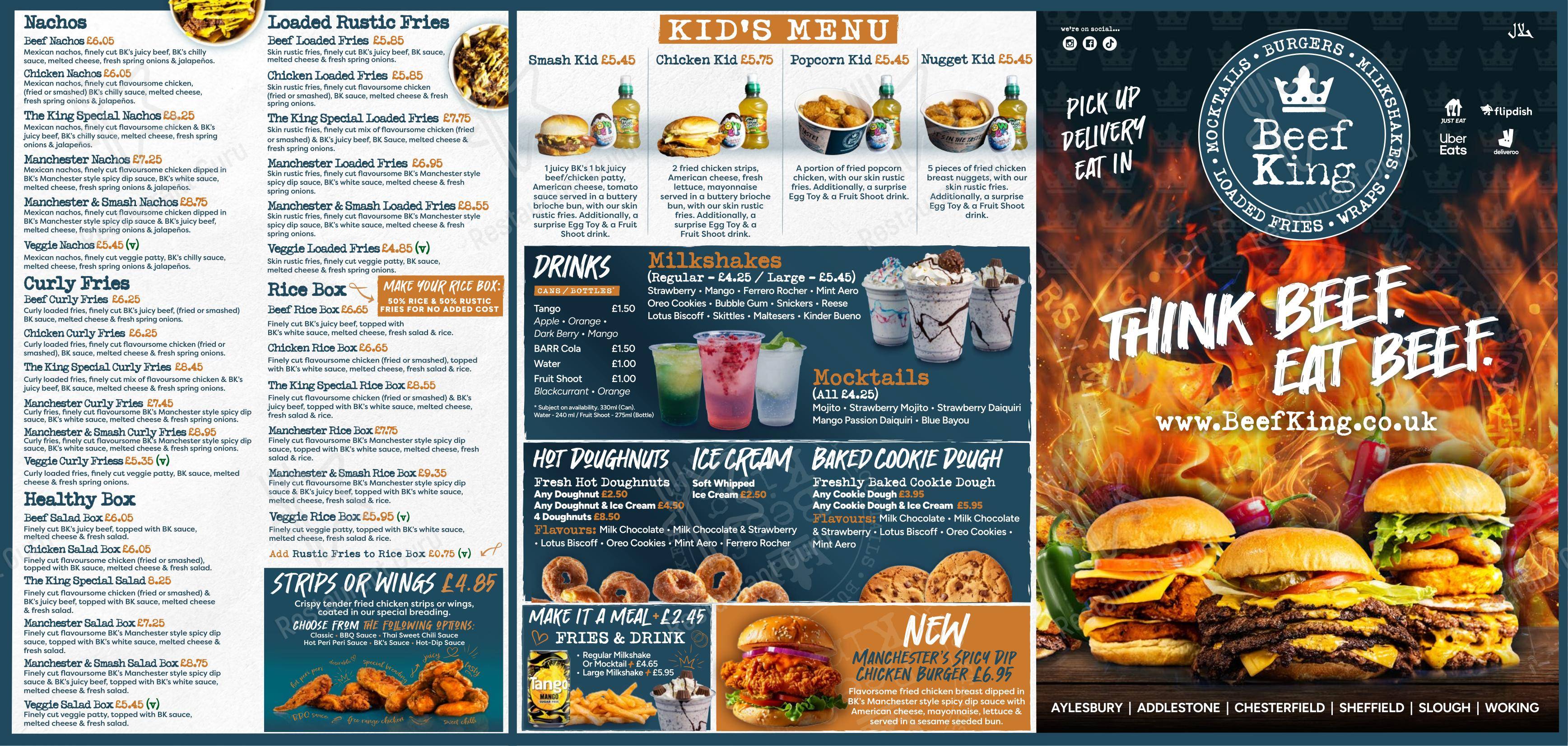菜单 ресторана Beef King Addlestone в Адлстоне