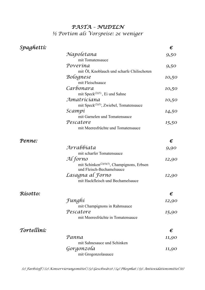 Bella Roma Italienisches Restaurant меню
