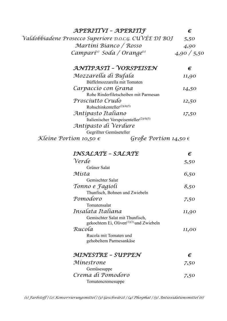 Bella Roma Italienisches Restaurant меню