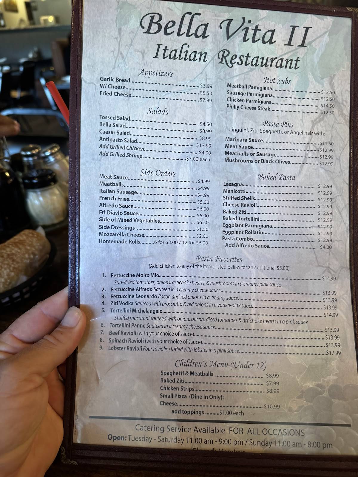 Bellavita II Italian Restaurant меню
