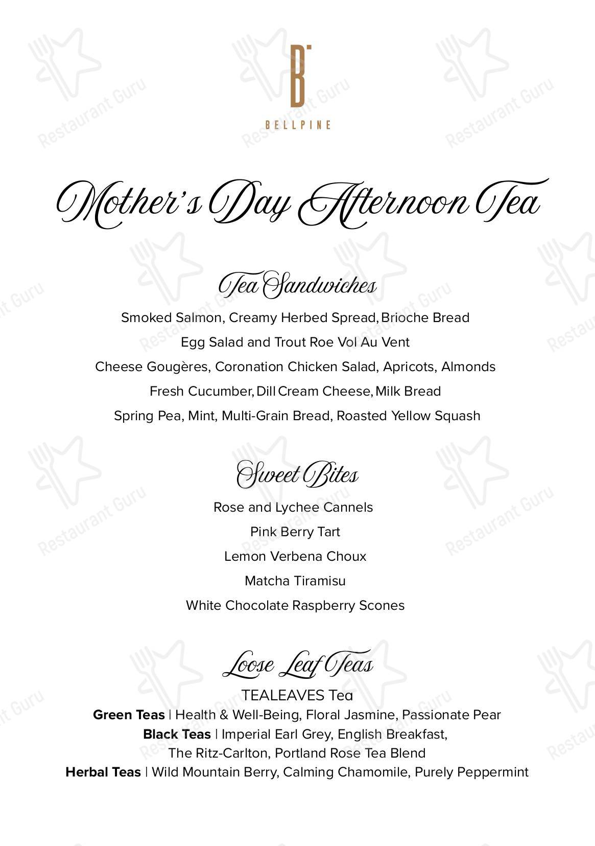 Lunch Menu паба и бара Bellpine