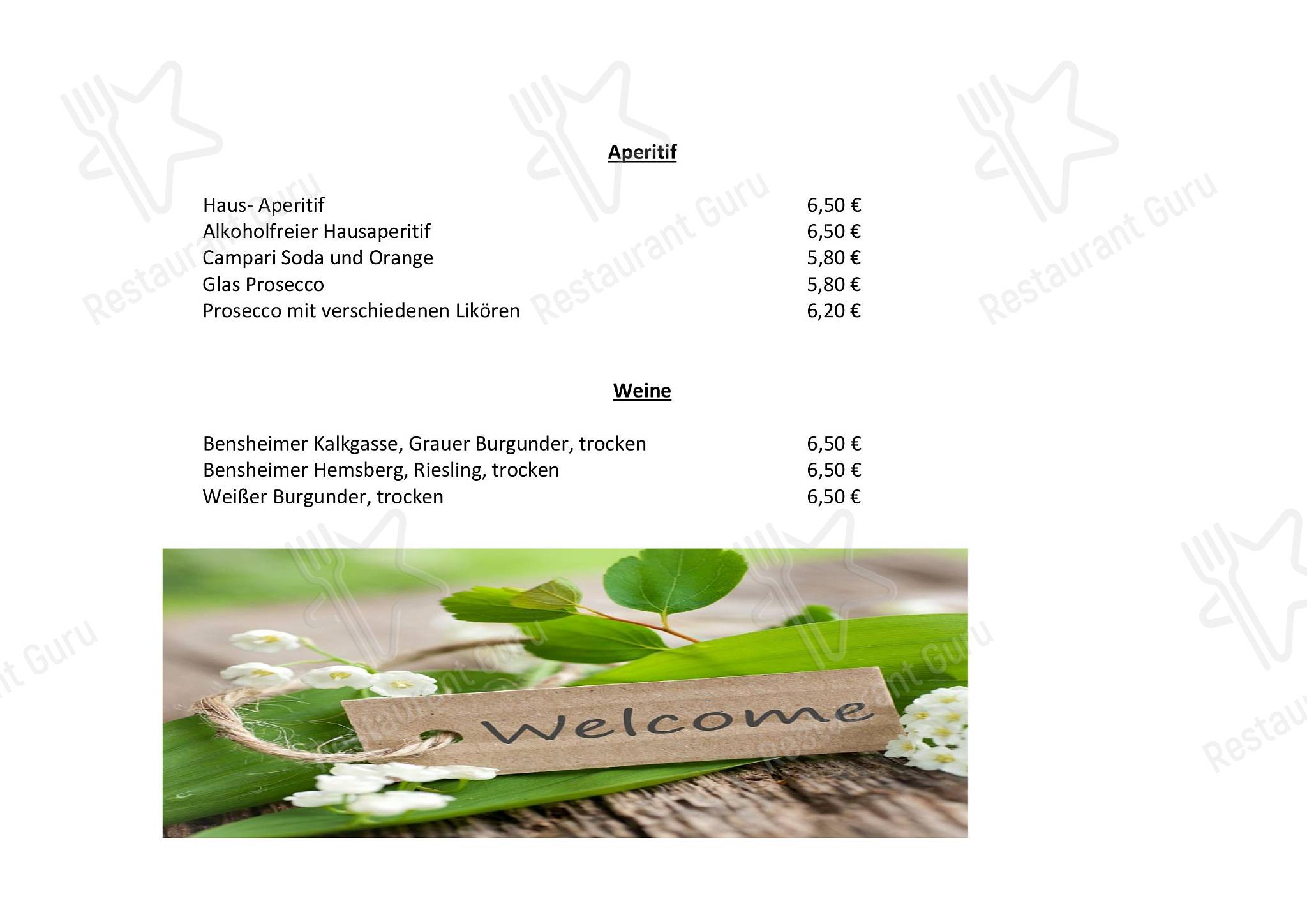 Hotel-Restaurant Poststuben меню