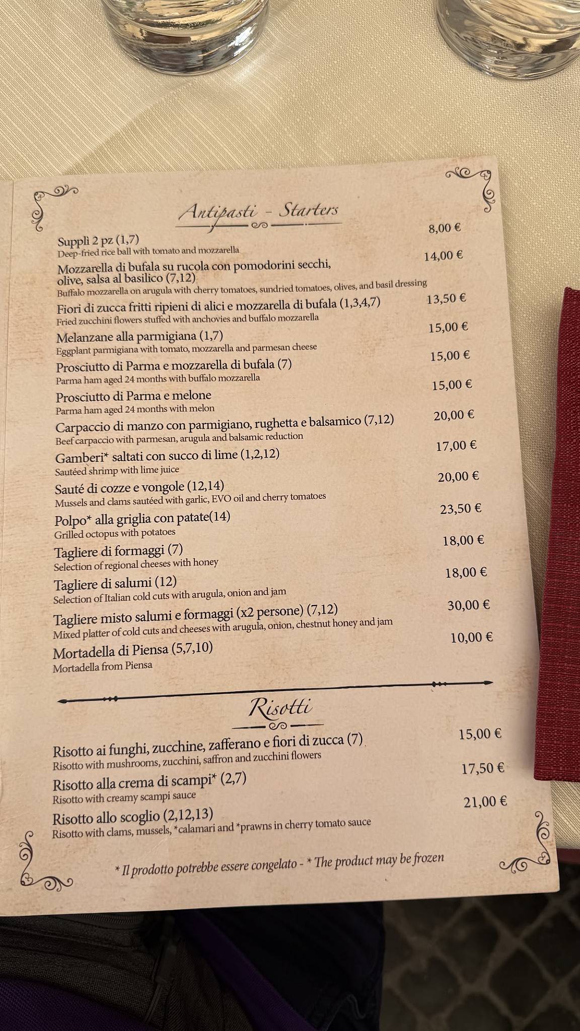 Bernini Ristorante меню