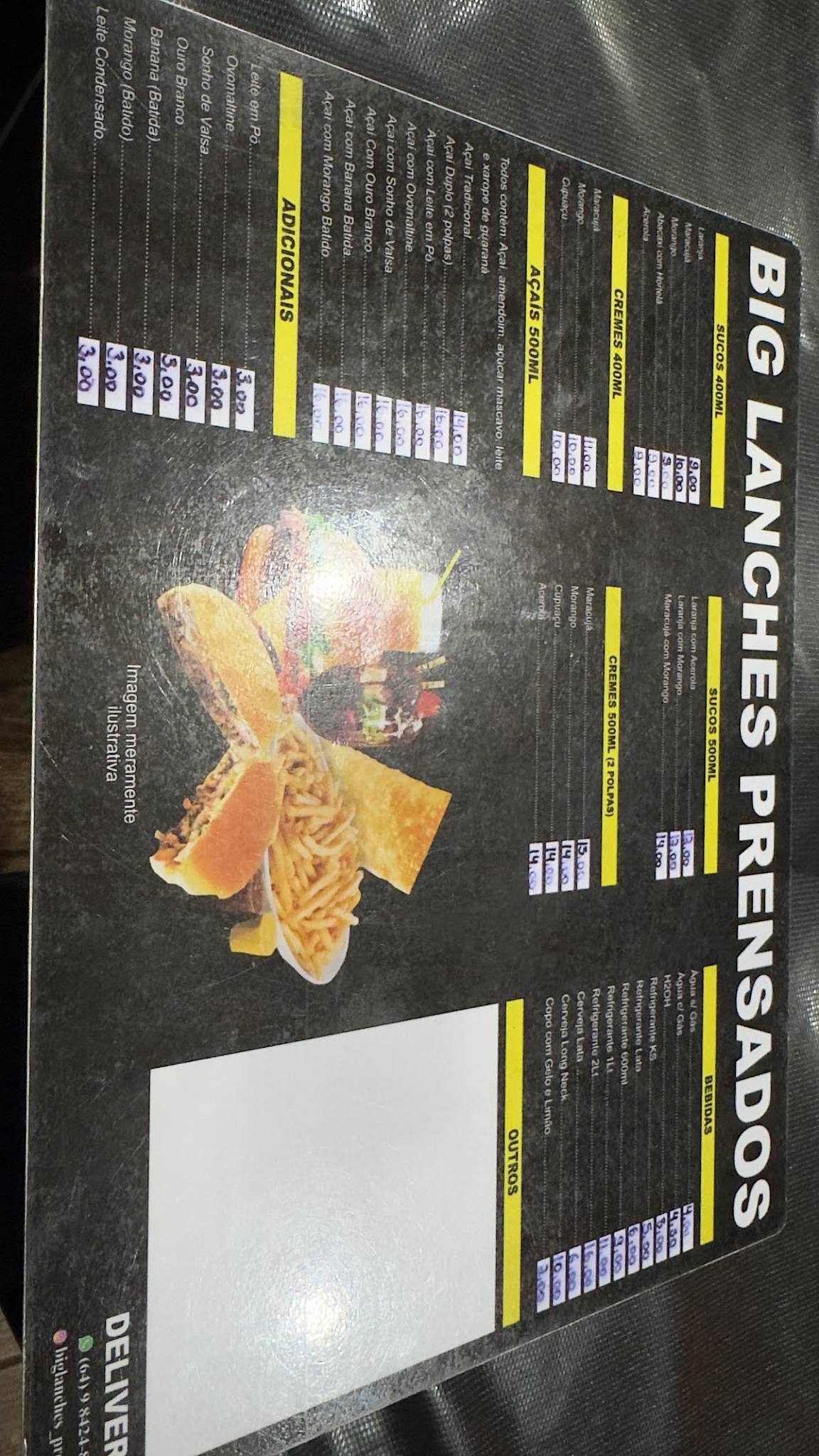 Big Lanches Prensados меню