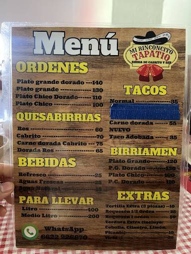 Birriería Mi Rinconcito Tapatío меню
