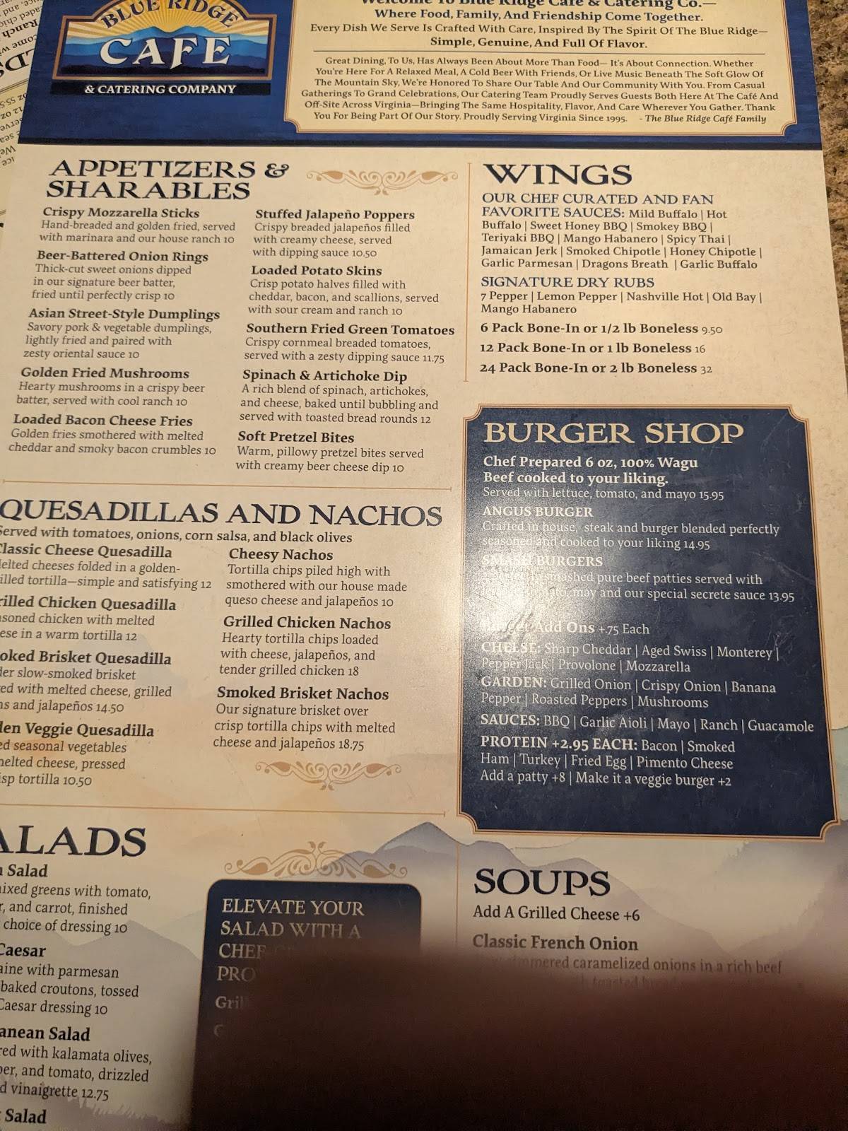 Blue Ridge Cafe & Catering меню