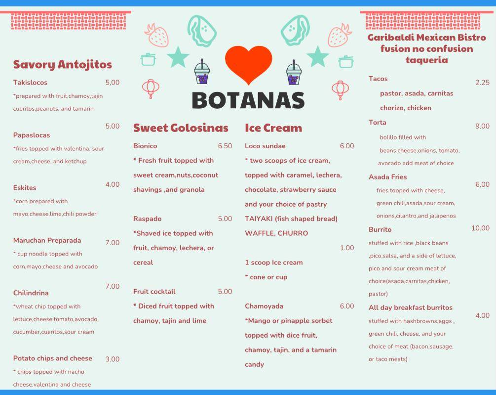 Bobanas меню