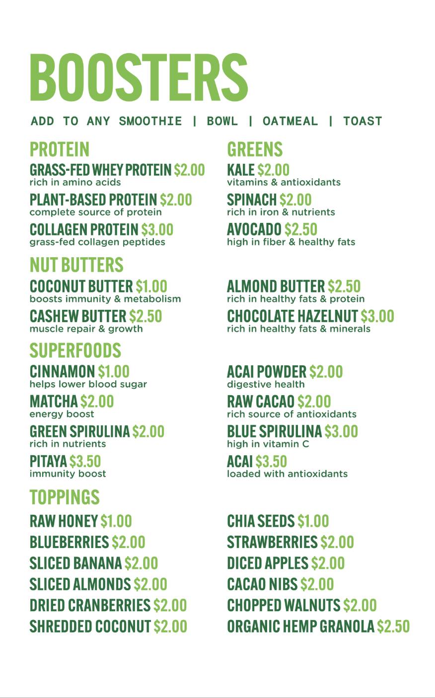 Pure Green - Juice Bar Boca Raton меню