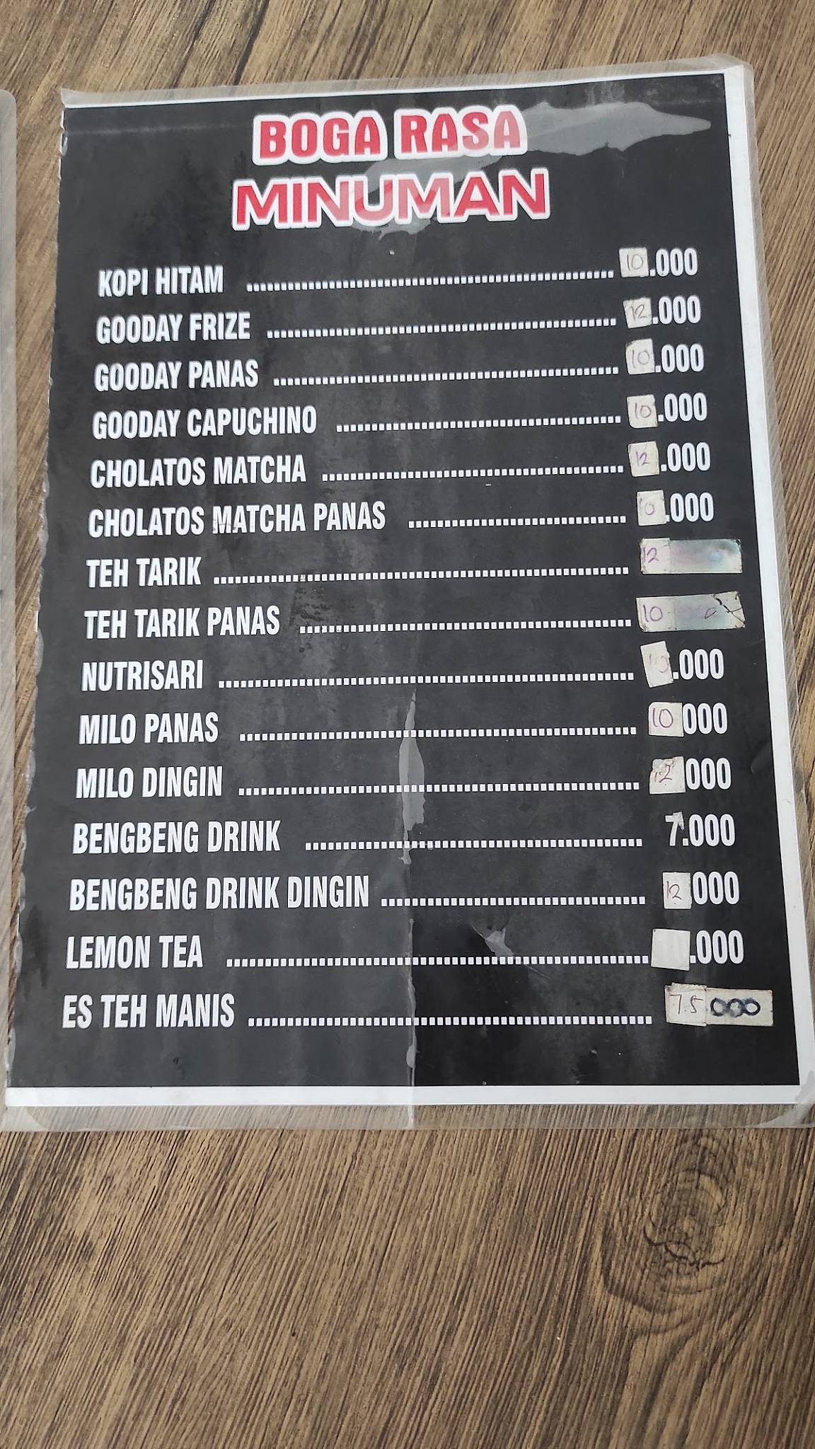 Boga Rasa меню