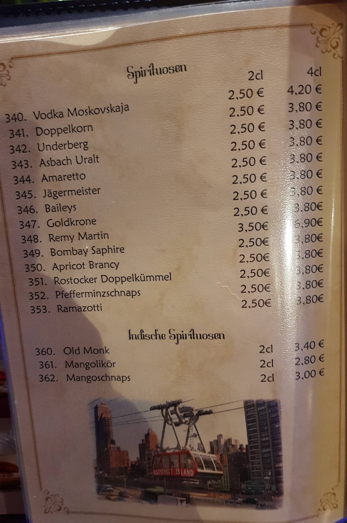Bombay-Haus меню