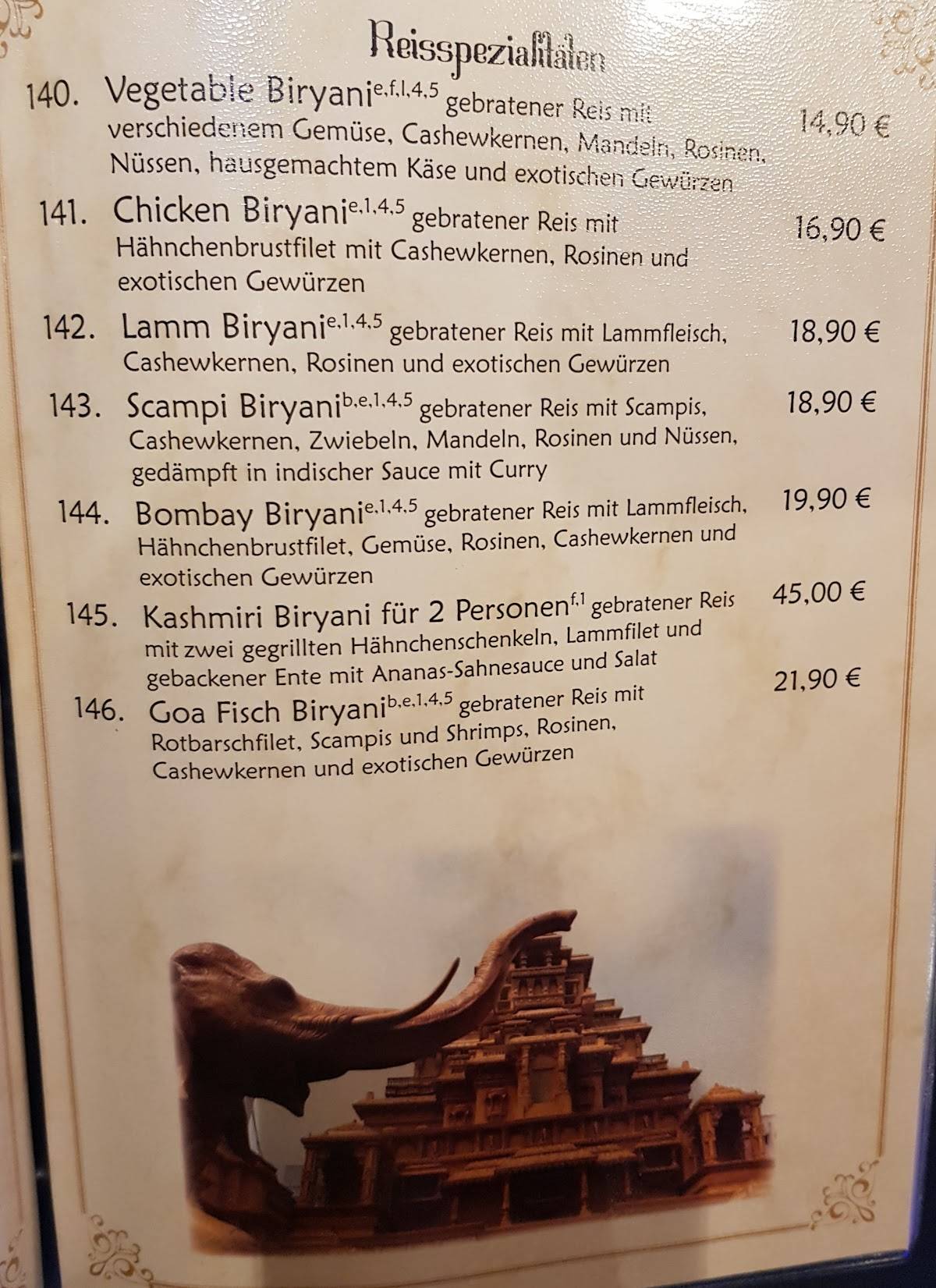 Bombay-Haus меню