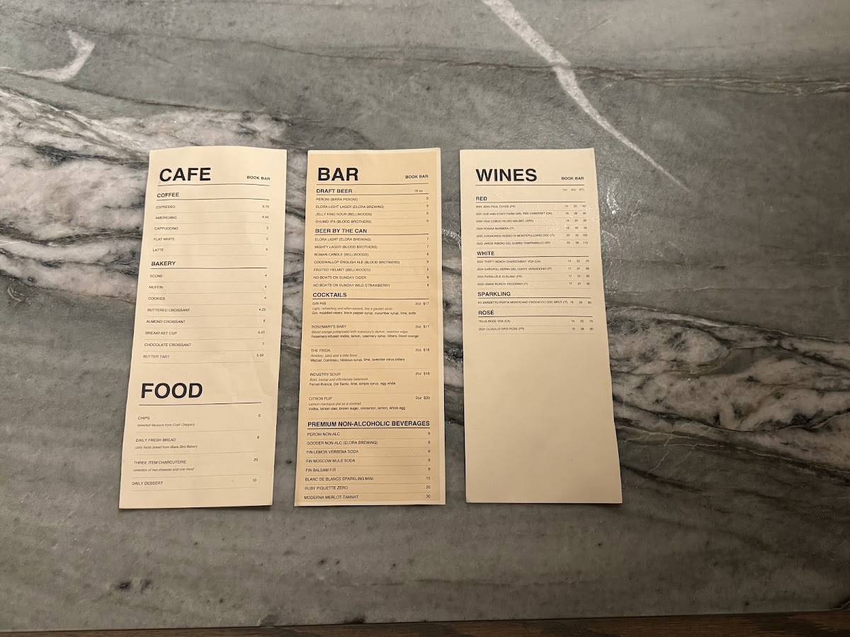 Book Bar меню
