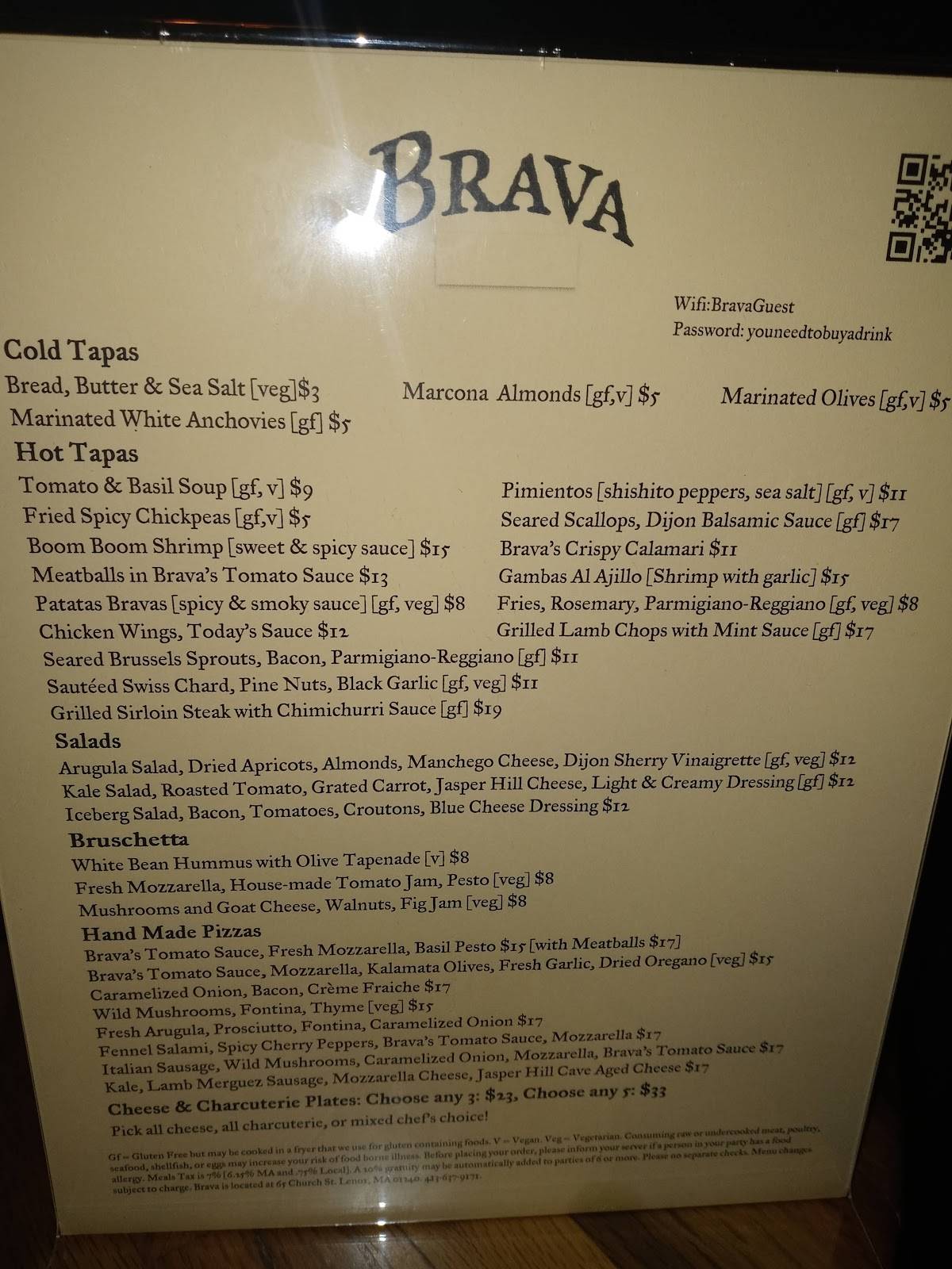 Brava меню