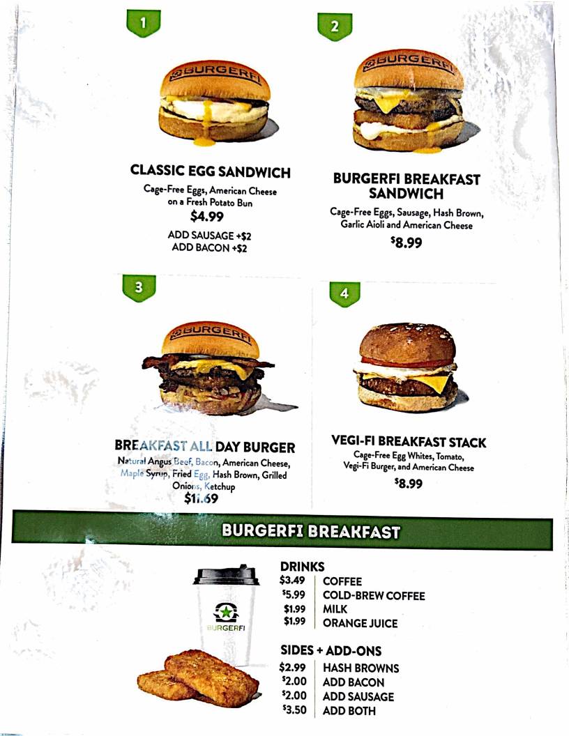 BurgerFi Wakefield меню