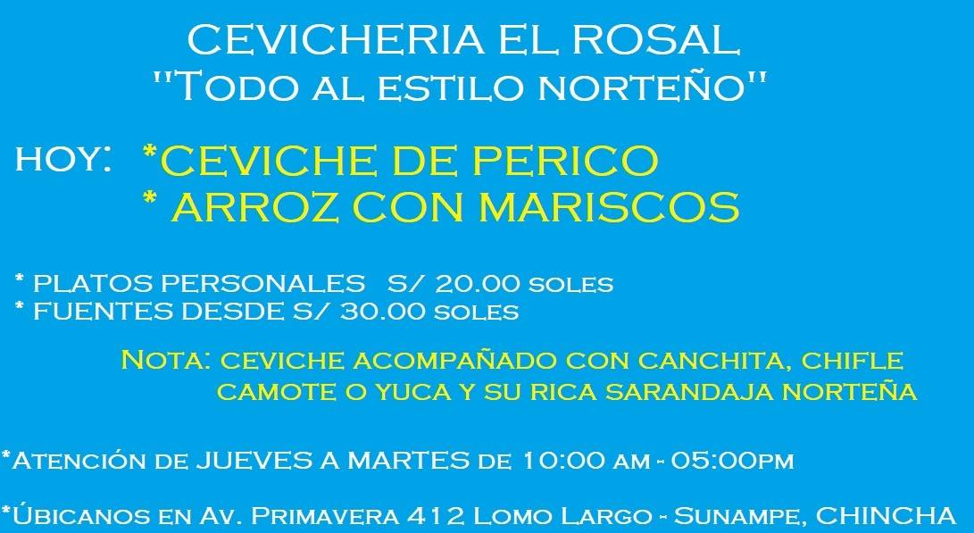 CEVICHERIA EL ROSAL - todo al estilo NORTEÑO меню