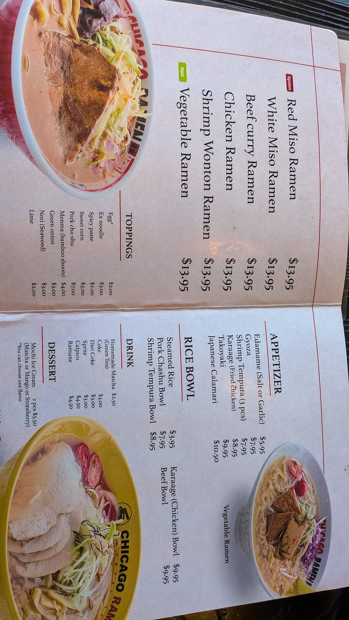 CHICAGO RAMEN Park Ridge меню