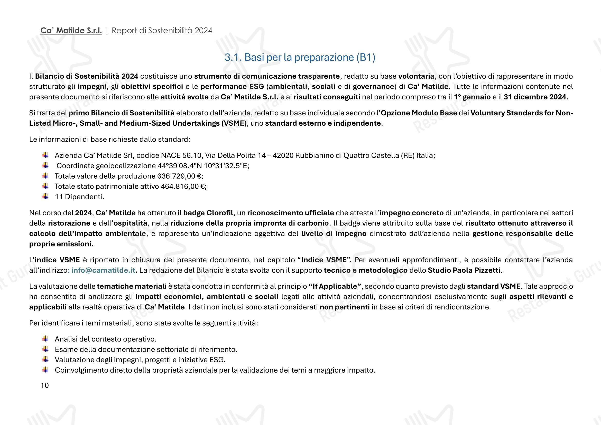 Меню ресторана Ca' Matilde в Пуаниэлло